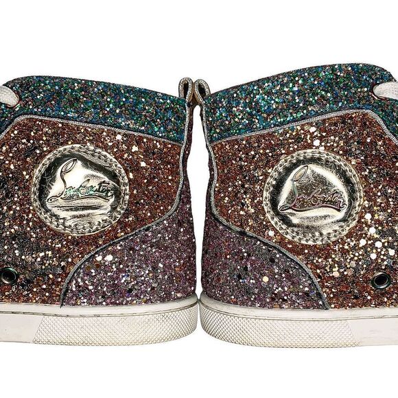 Christian Louboutin Bip Bip Orlato Glitter EU 38 US 8 High Top Lace Up Sneakers - Picture 8 of 12